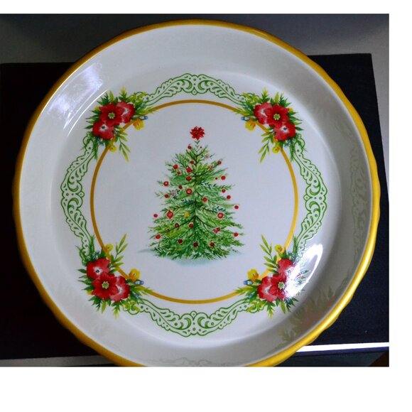 Pioneer Woman Holiday Baking Dish Christmas Tree Red Polka Dot Side Use Decor - Picture 3 of 5